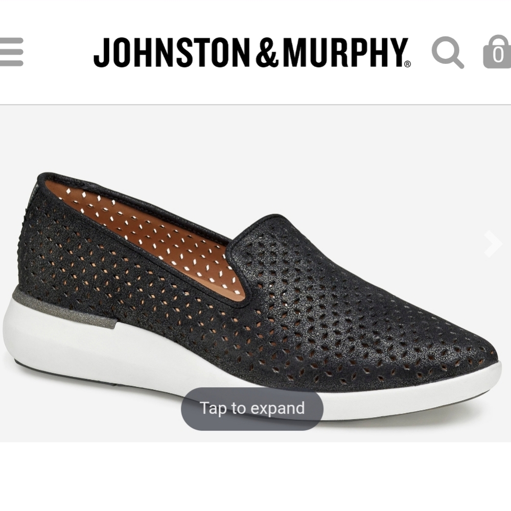 Johnston & Murphy Dajota Black Perfed Slip-On Loafers - Picture 1 of 8